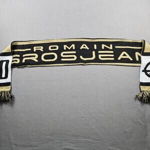 F1 Race Scarf Romain Grosjean Kevin Magnum Black Gold Knit Double Sided